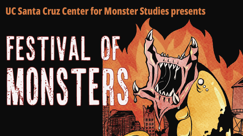 The 2026 Festival of Monsters image is a monstrous banana slug rampaging across a city, like a kaiju.