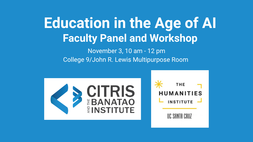 Graphic with education in the age of AI, with event details