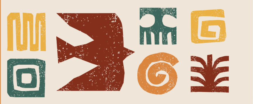 Images of a bird, and abstract objects.